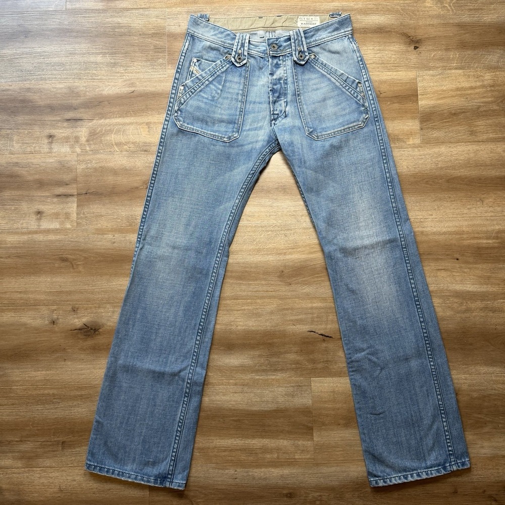 Diesel Kardeef Jeans Men 29x32 Blue Relaxed Straight Baggy Patch Pockets 8AT Y2K